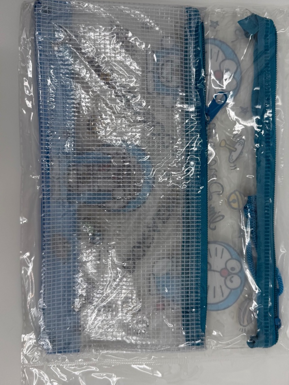 Doraemon PVC Mesh Pouch NEW Bag Zipper Medium Blue Clear - Picture 4 of 9